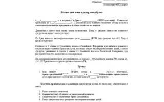 Образец искового заявления на развод в суд в РФ